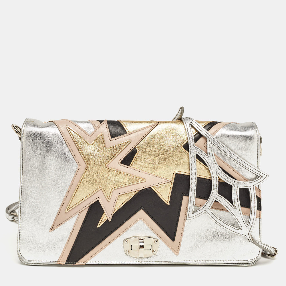 MIU MIU Tricolor Leather Star Motif Diagonal Shoulder Bag